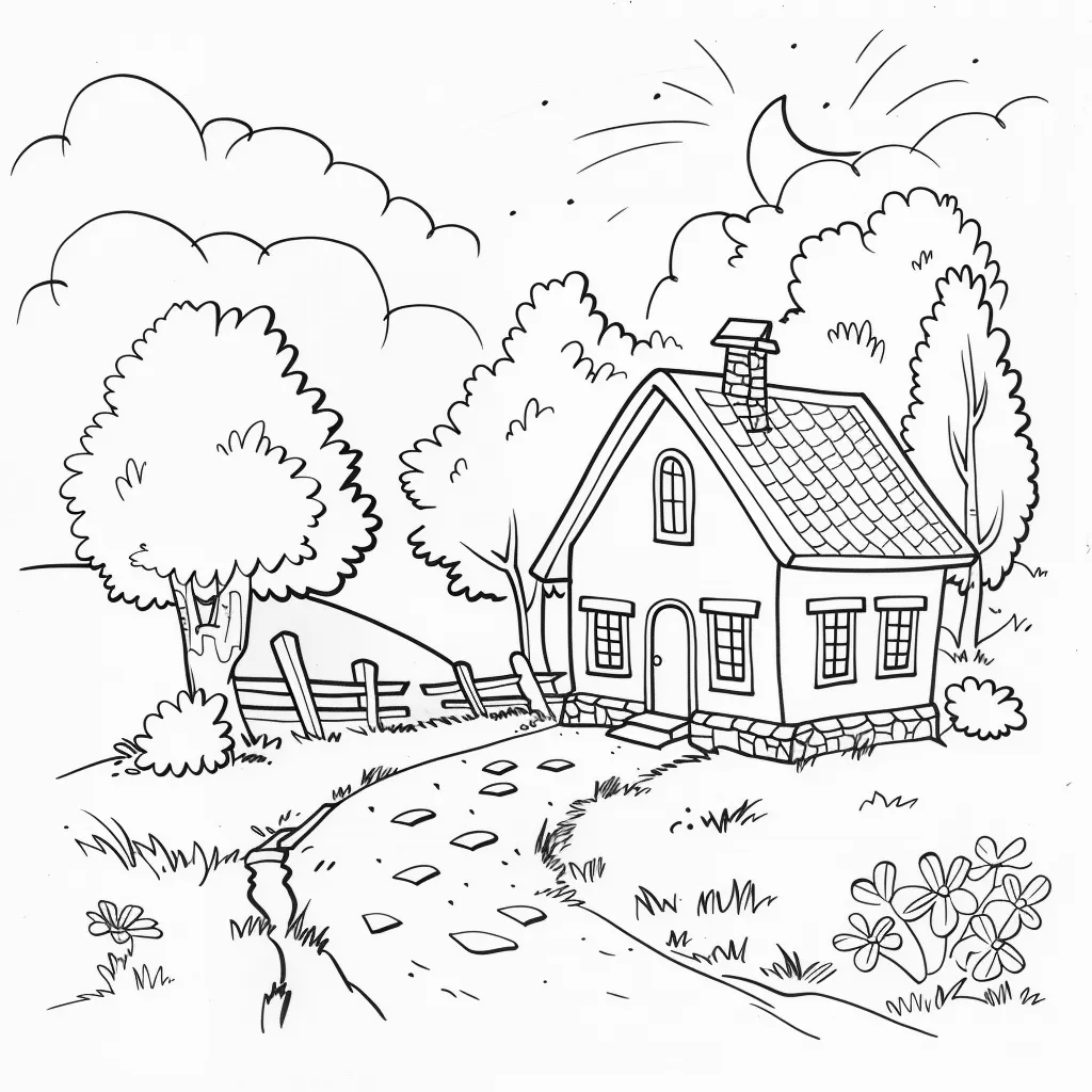 coloriage Maison à imprimer pour enfant de 4 ans 1