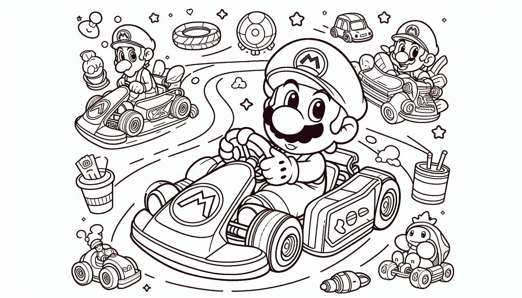 coloriage Mario Kart pour enfant de 10 ans