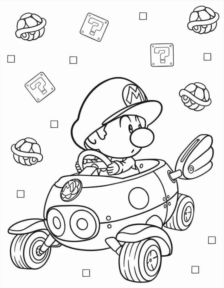 coloriage Mario Kart a imprimer pour enfant de 4 ans 2