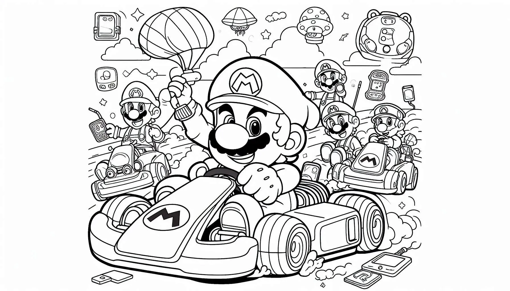 coloriage Mario Kart pour enfant de 8 ans