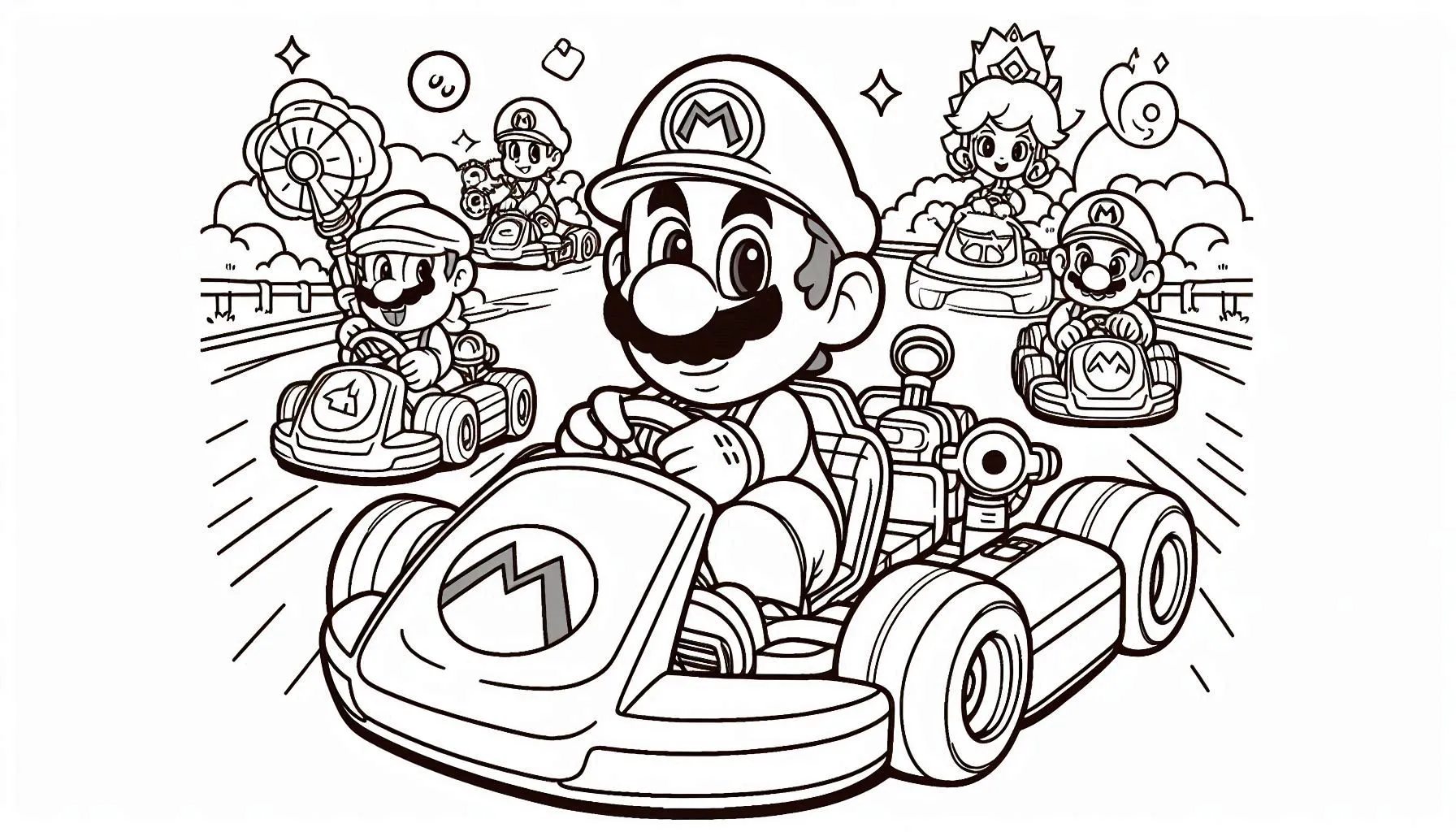 coloriage Mario Kart à imprimer pour enfant de 3 ans 3