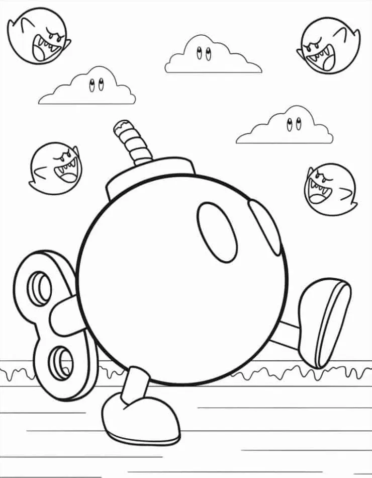 coloriage Mario Kart à imprimer pour enfant de 4 ans