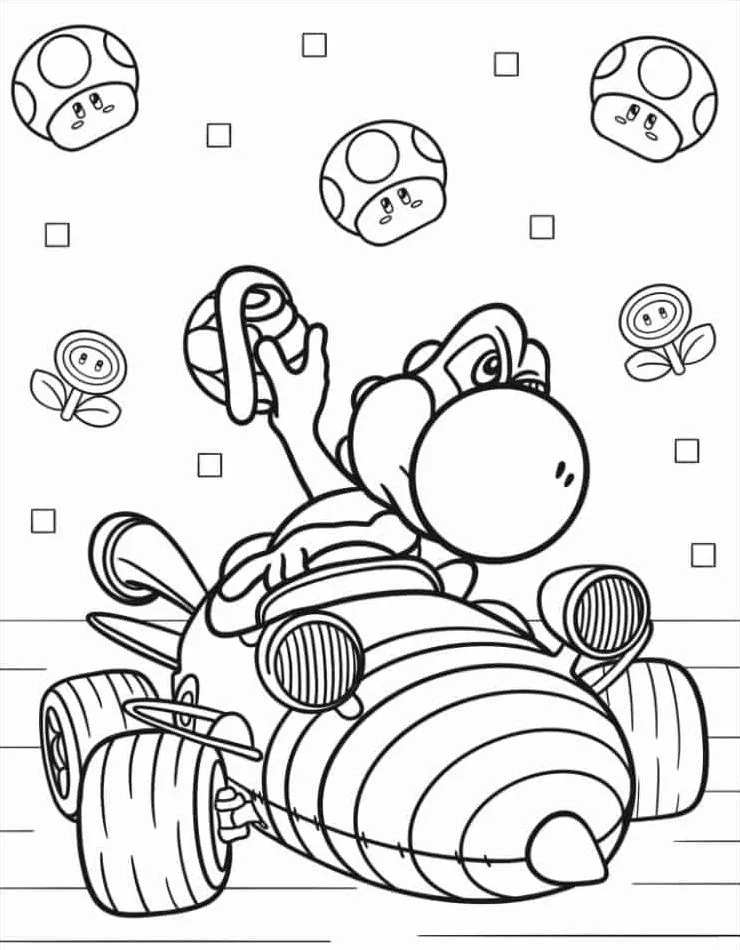 coloriage Mario Kart a imprimer pour enfant de 4 ans 1