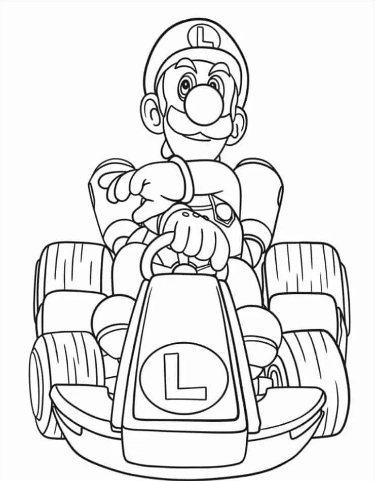 coloriage Mario Kart pour enfant de 6 ans