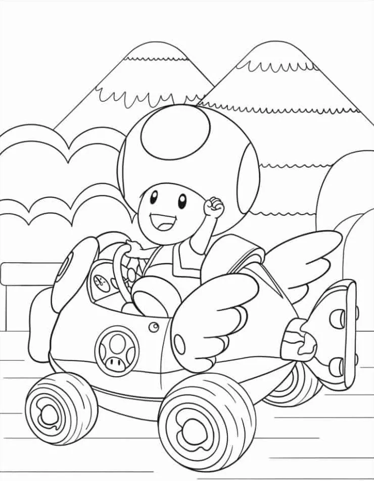 coloriage Mario Kart a colorier en ligne gratuitement