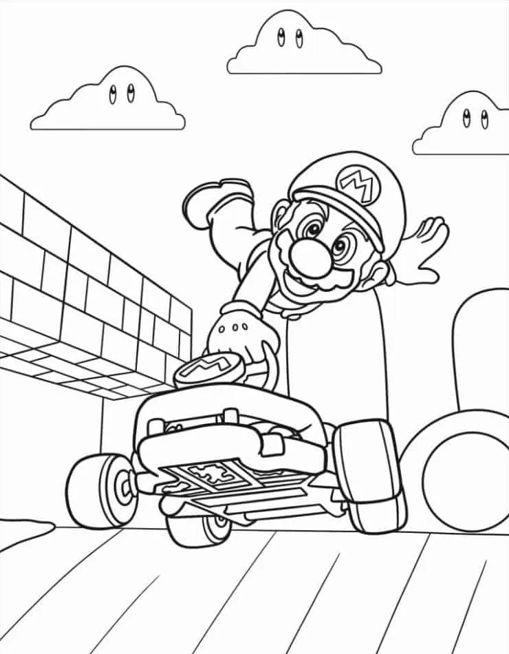 coloriage Mario Kart et decoupage a imprimer gratuit