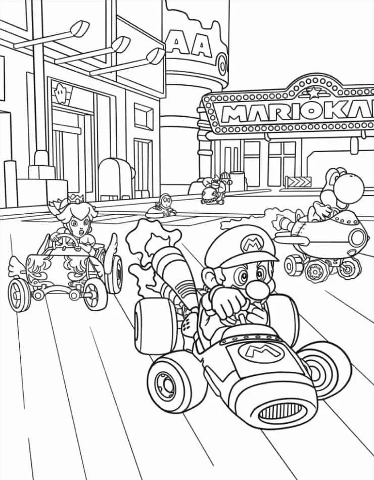 imprimer coloriage Mario Kart pour enfant