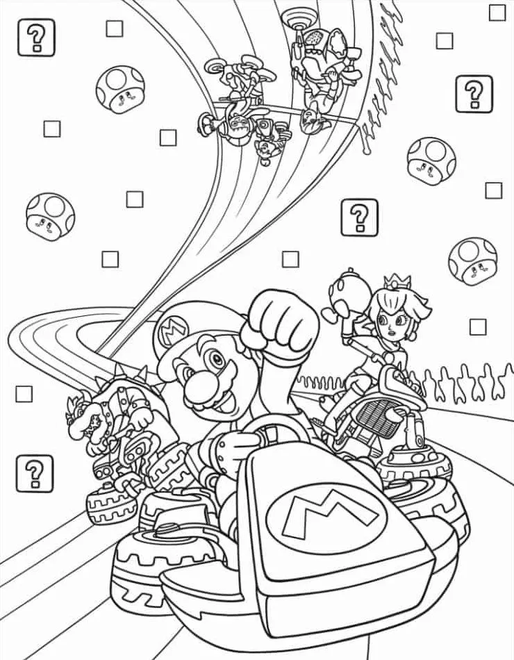 coloriage Mario Kart pour enfant à imprimer 1