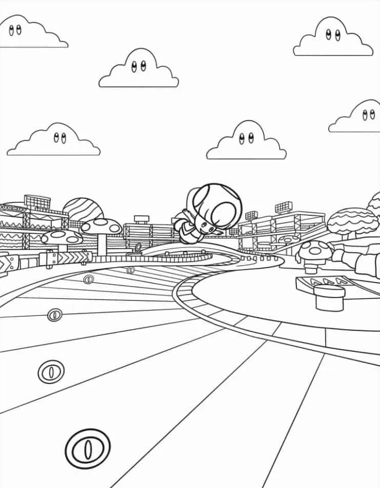 coloriage Mario Kart à imprimer pour enfant de 6 ans