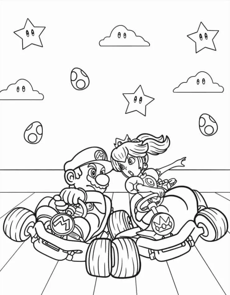 coloriage Mario Kart a imprimer pour enfant de 4 ans