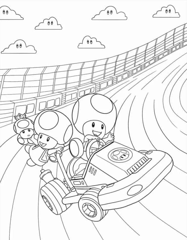 coloriage Mario Kart pour primaire