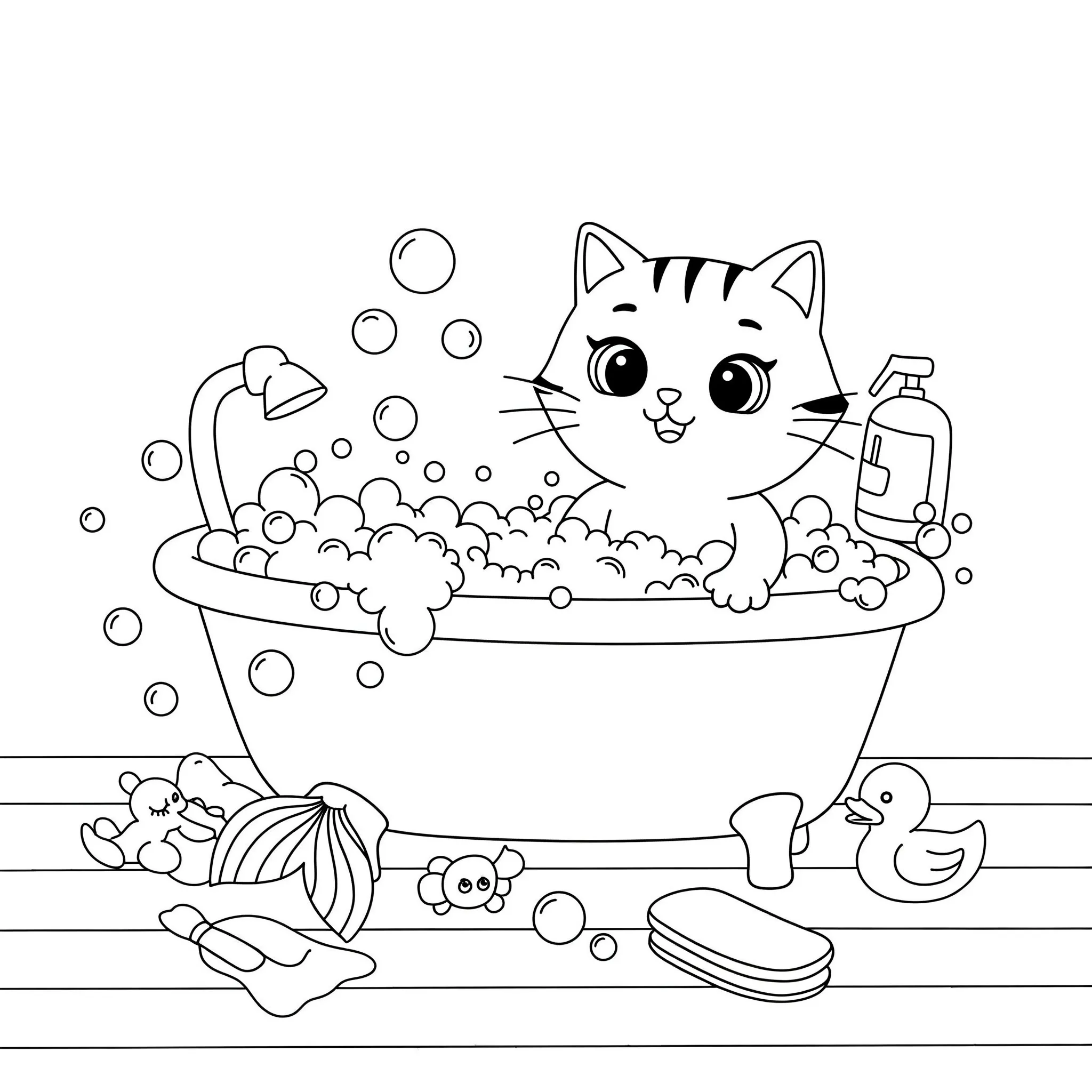 coloriage MerCat dans son Bain Moussant educatif pour enfant