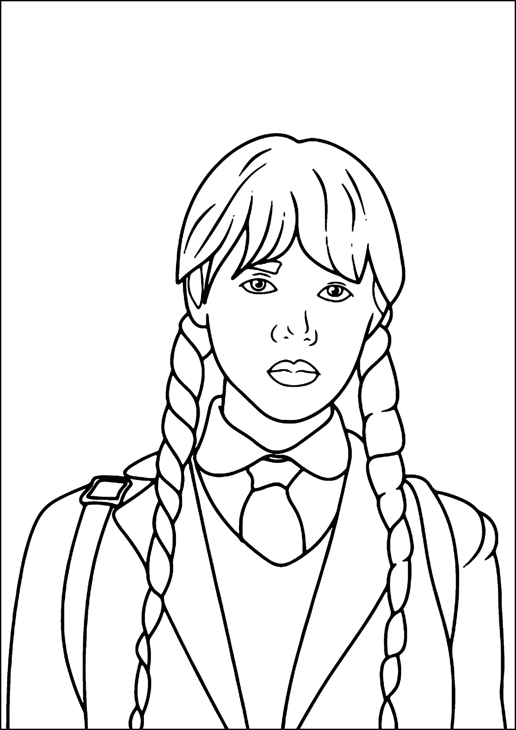 coloriage Mercredi Addams d'enfant a imprimer