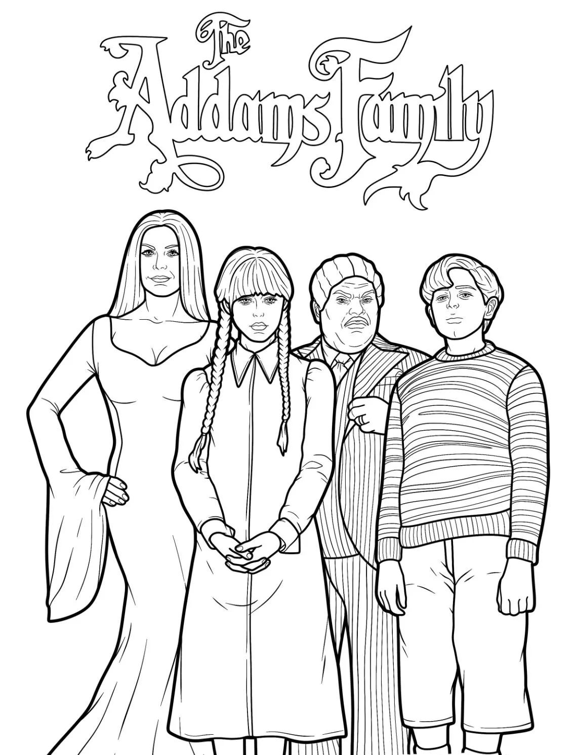 coloriage Mercredi Addams pour enfant 1