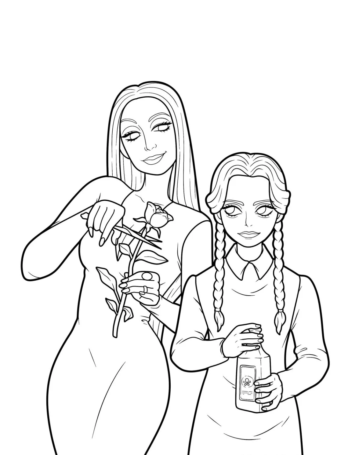 coloriage Mercredi Addams a imprimer gratuitement 1