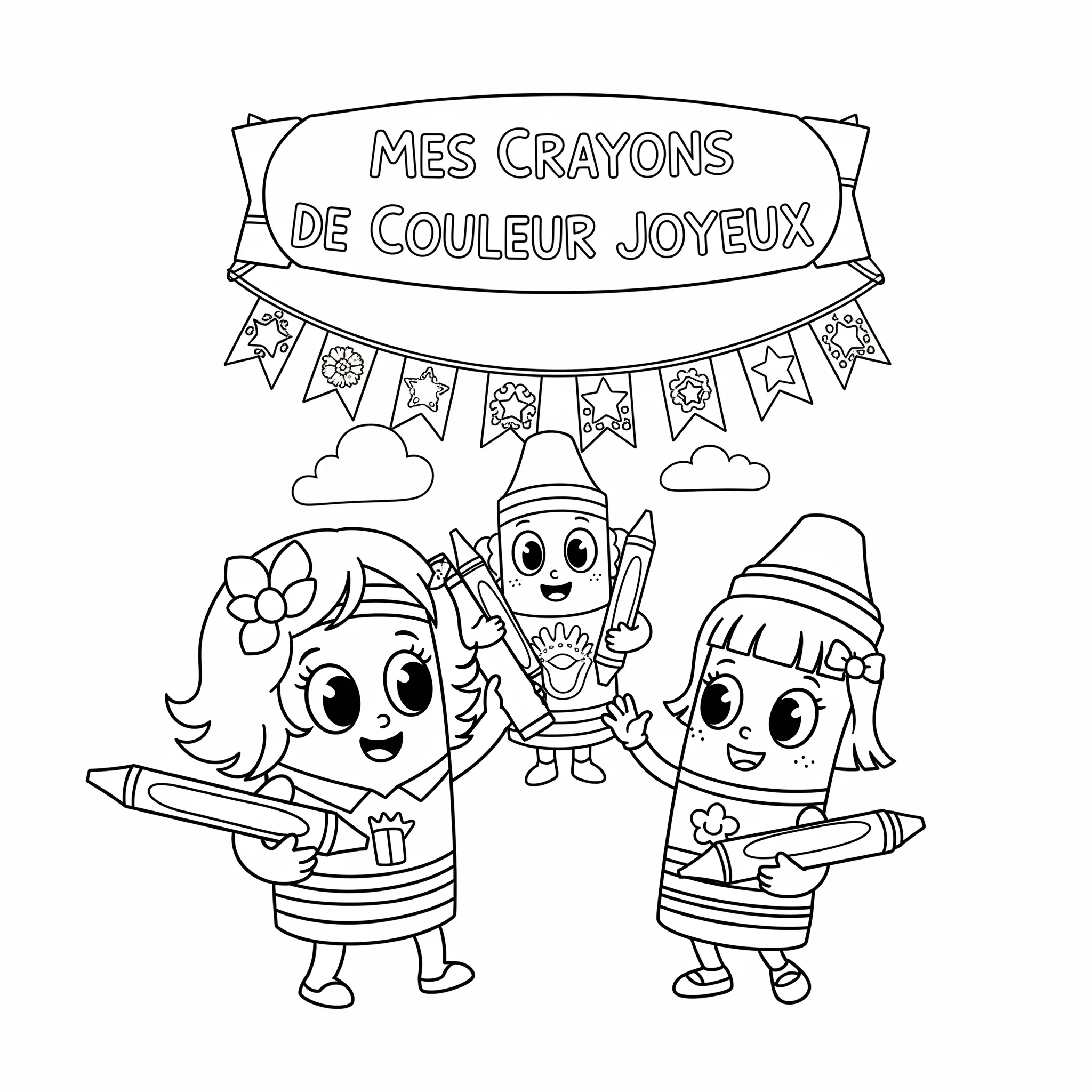 coloriage Mes Crayons de Couleur Joyeux pour enfant de 4 ans