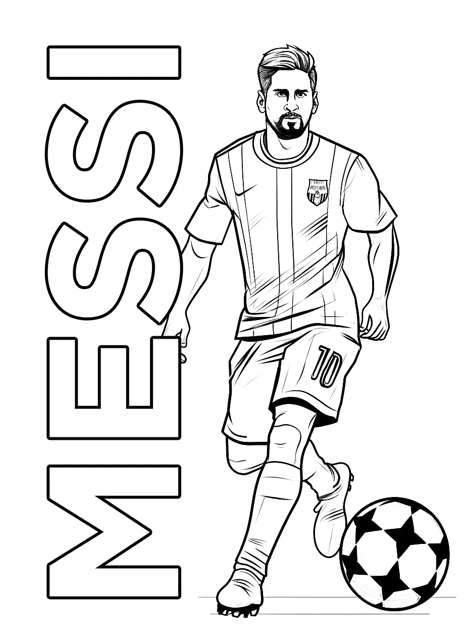 coloriage Messi à imprimer pour enfant de 8 ans