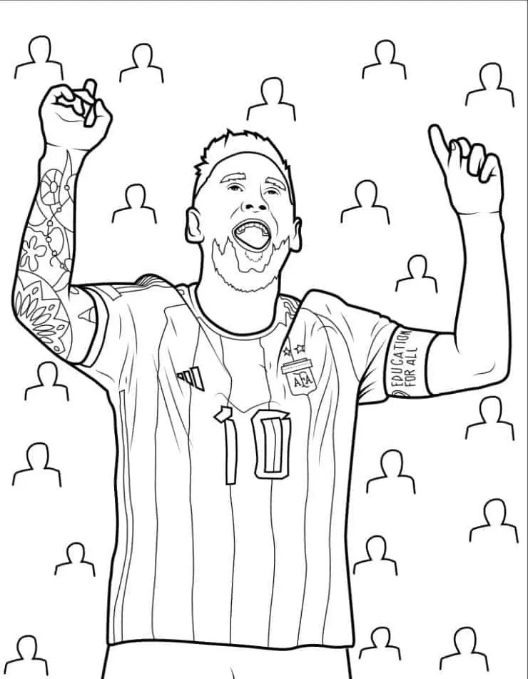 coloriage Messi pour enfant de 8 ans