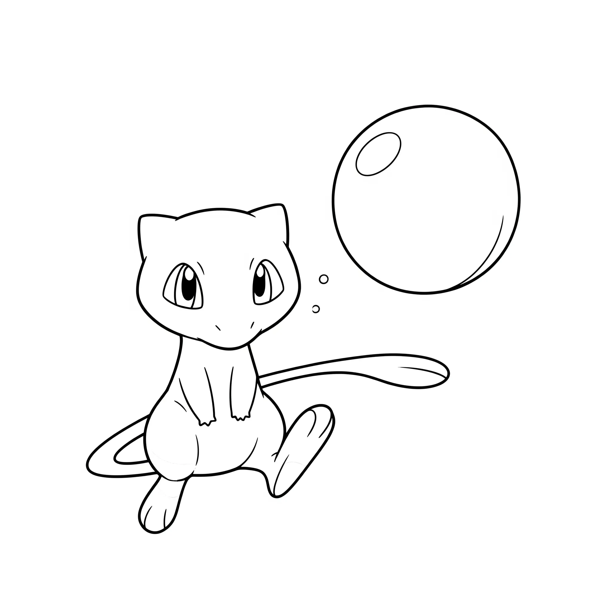 coloriage Mew et la bulle pour enfant de 5 ans