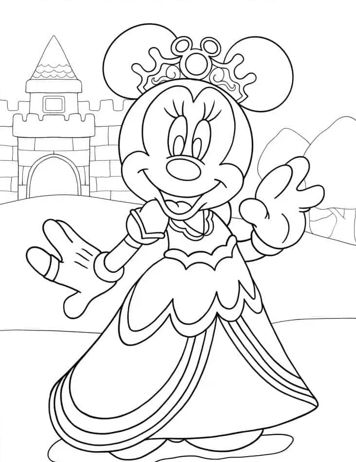 coloriage Minnie et découpage à imprimer 2