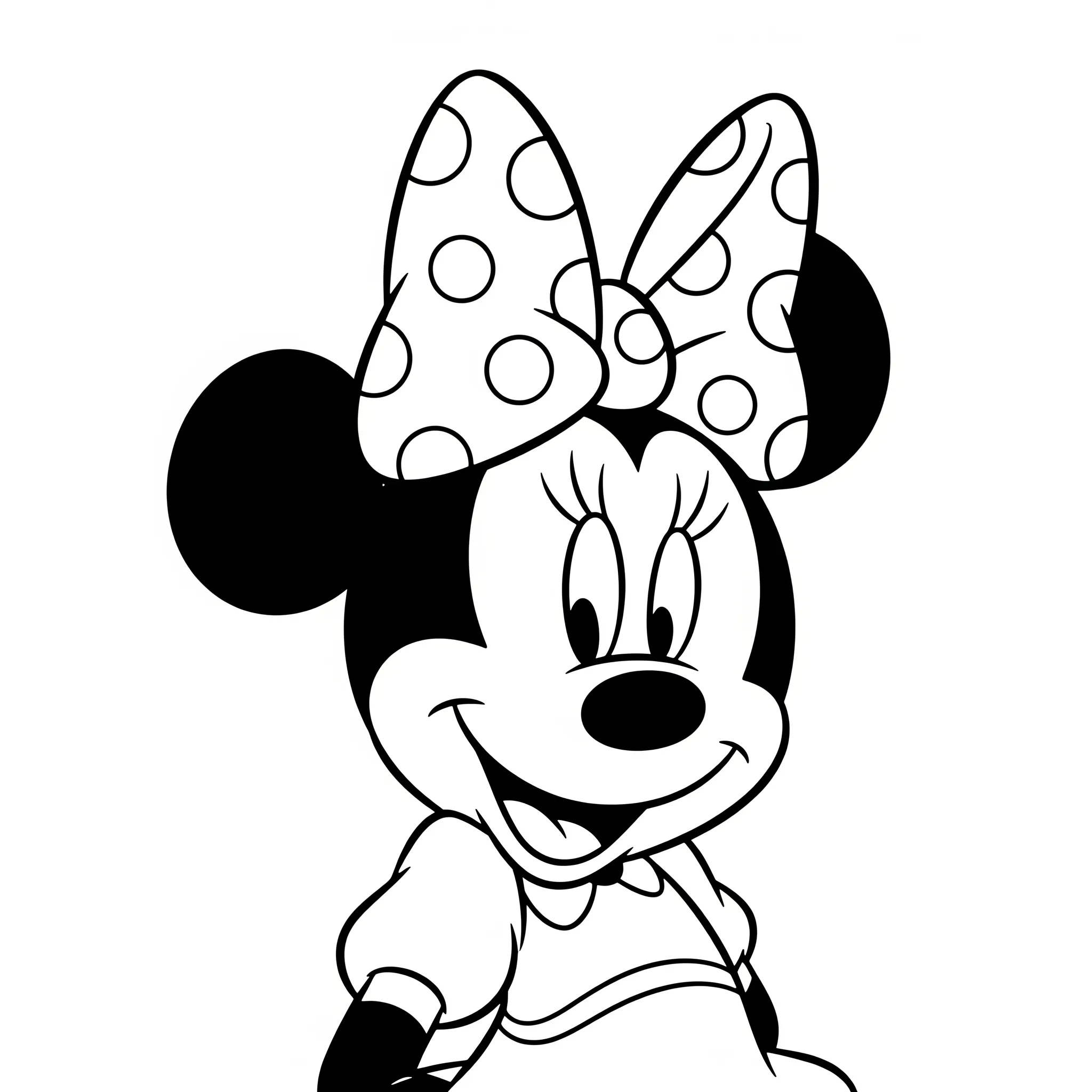 coloriage Minnie et son nœud à pois en ligne pour enfant