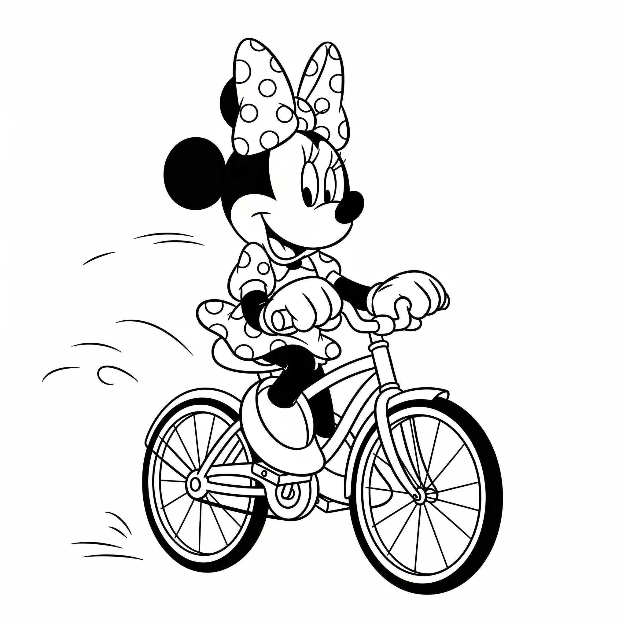télécharger coloriage Minnie faisant du vélo gratuit