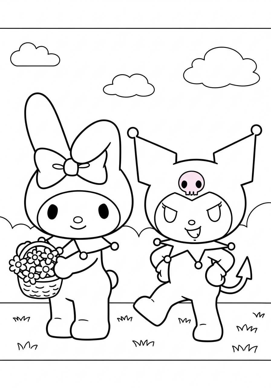 coloriage My Melody update et découpage à imprimer