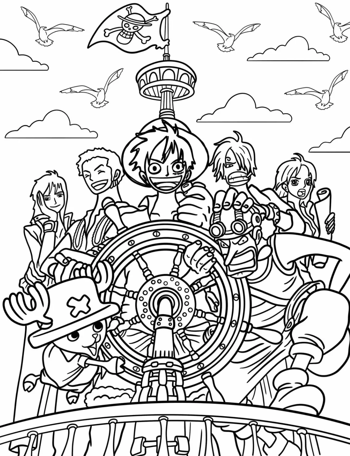 coloriage One Piece et découpage à imprimer