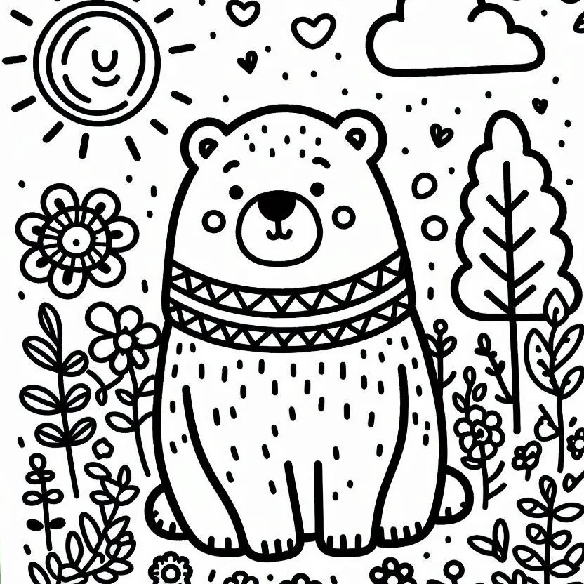 coloriage Ours à imprimer pour enfant de 9 ans 3