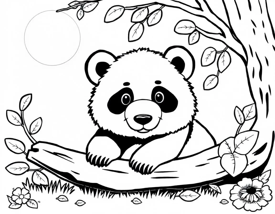 coloriage Panda à imprimer kawaii 1