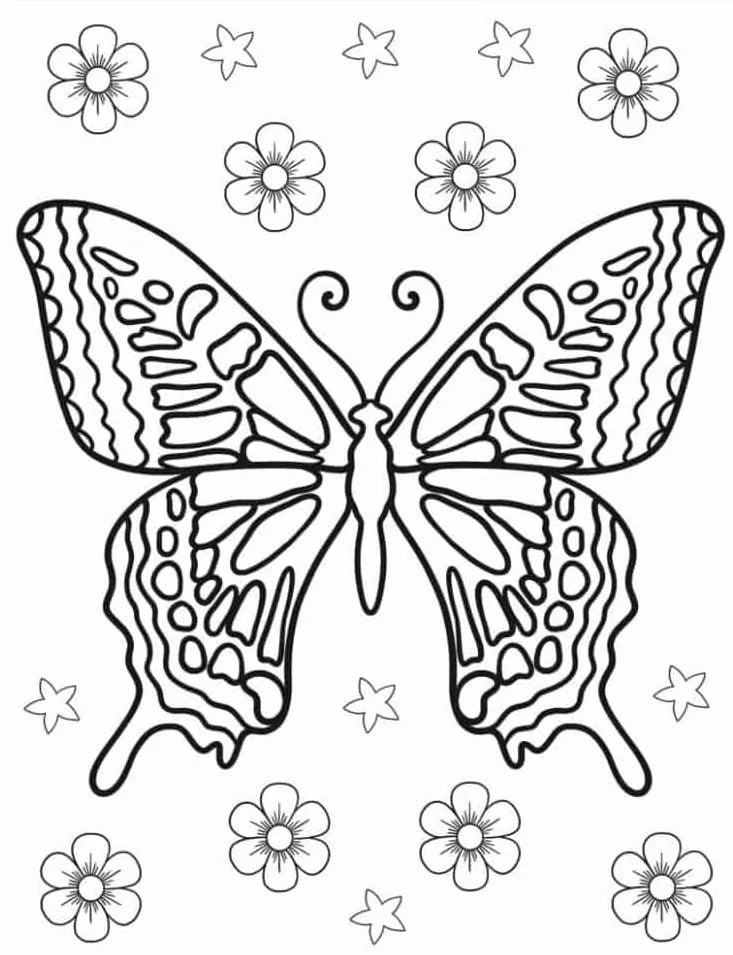 coloriage Papillon à imprimer pour enfant de 8 ans