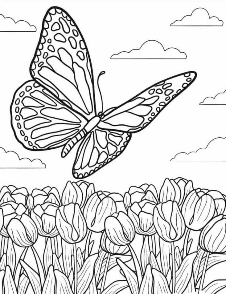 coloriage Papillon pour enfant de 6 ans