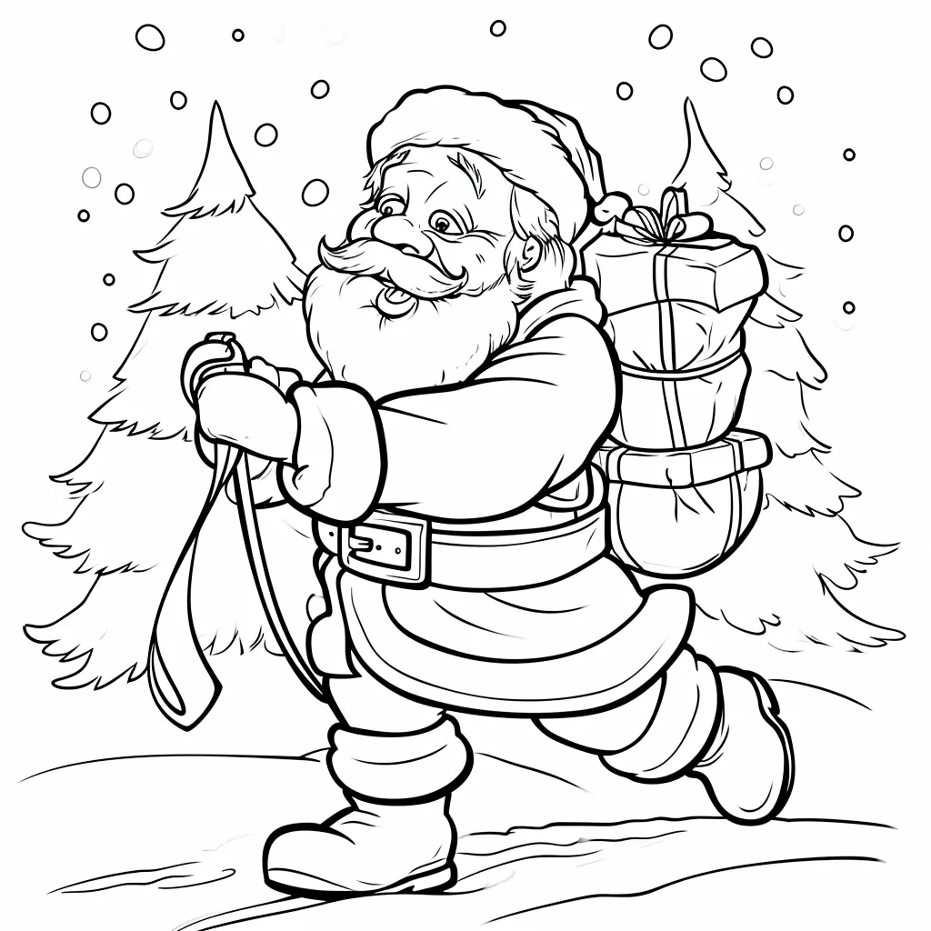 coloriage Pere Noel à imprimer pour enfant de 7 ans