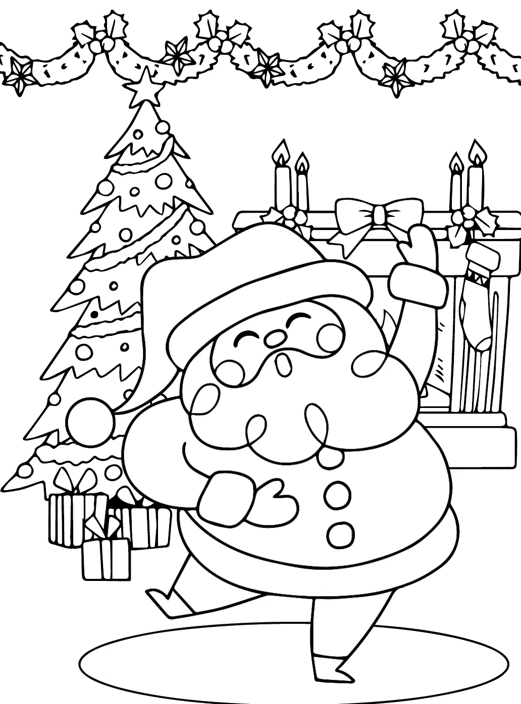 coloriage Pere Noel d'enfant a imprimer 1