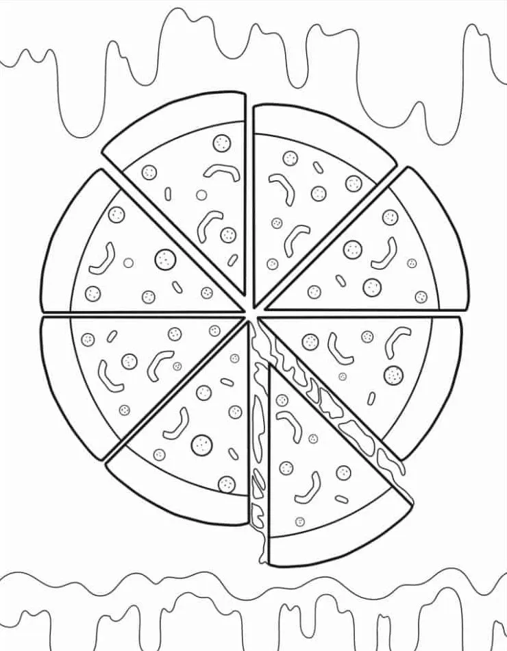 coloriage Pizza a imprimer pour enfant de 4 ans