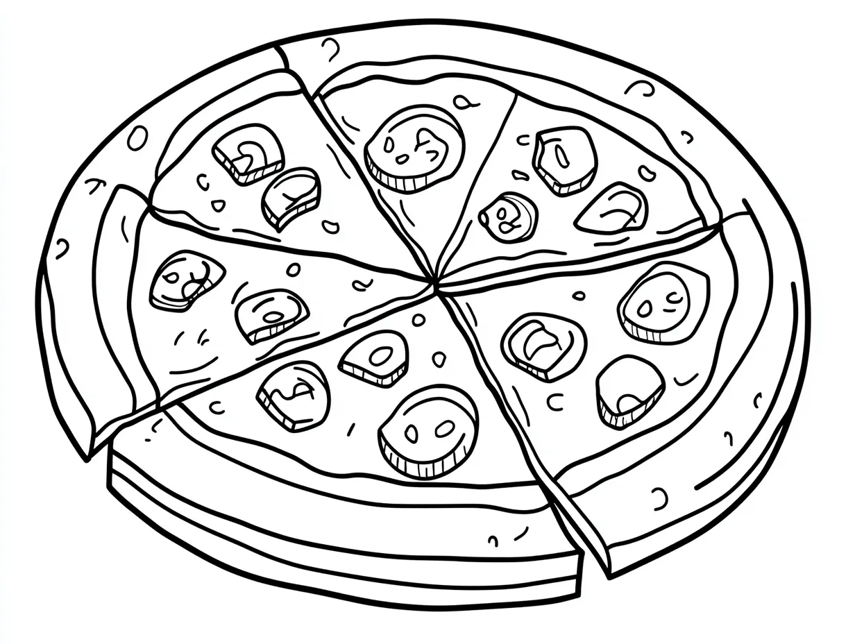 coloriage Pizza et découpage à imprimer 1