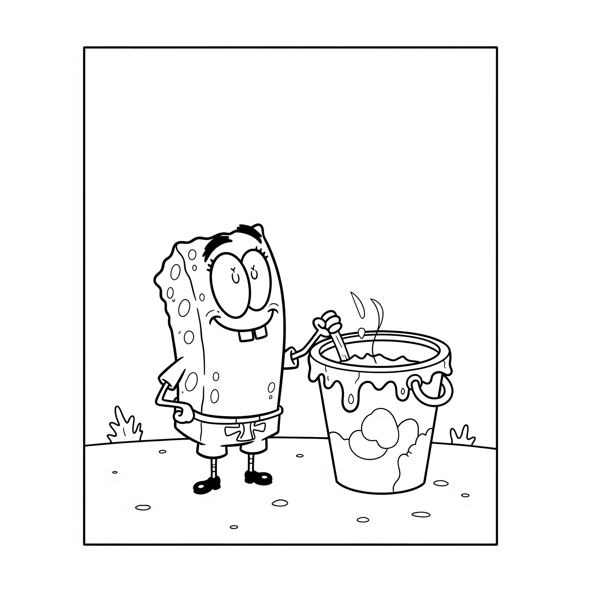 coloriage Plankton et le seau d’appâts pour enfant de 10 ans