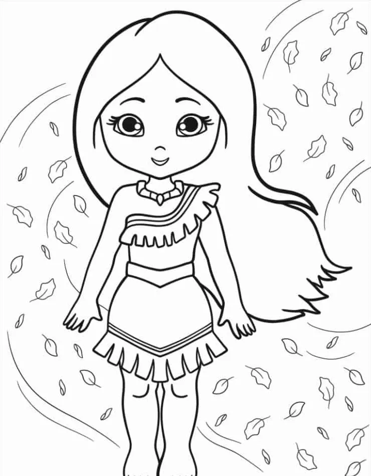 coloriage Pocahontas gratuit pour enfants 2