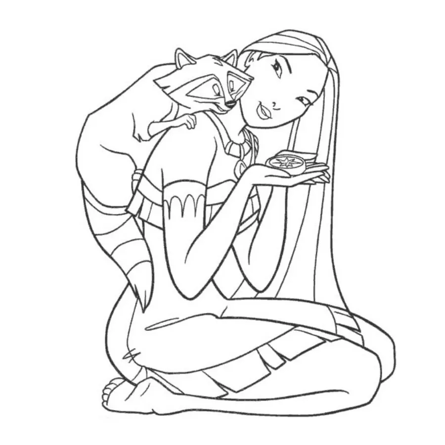 image pour coloriage Pocahontas enfant