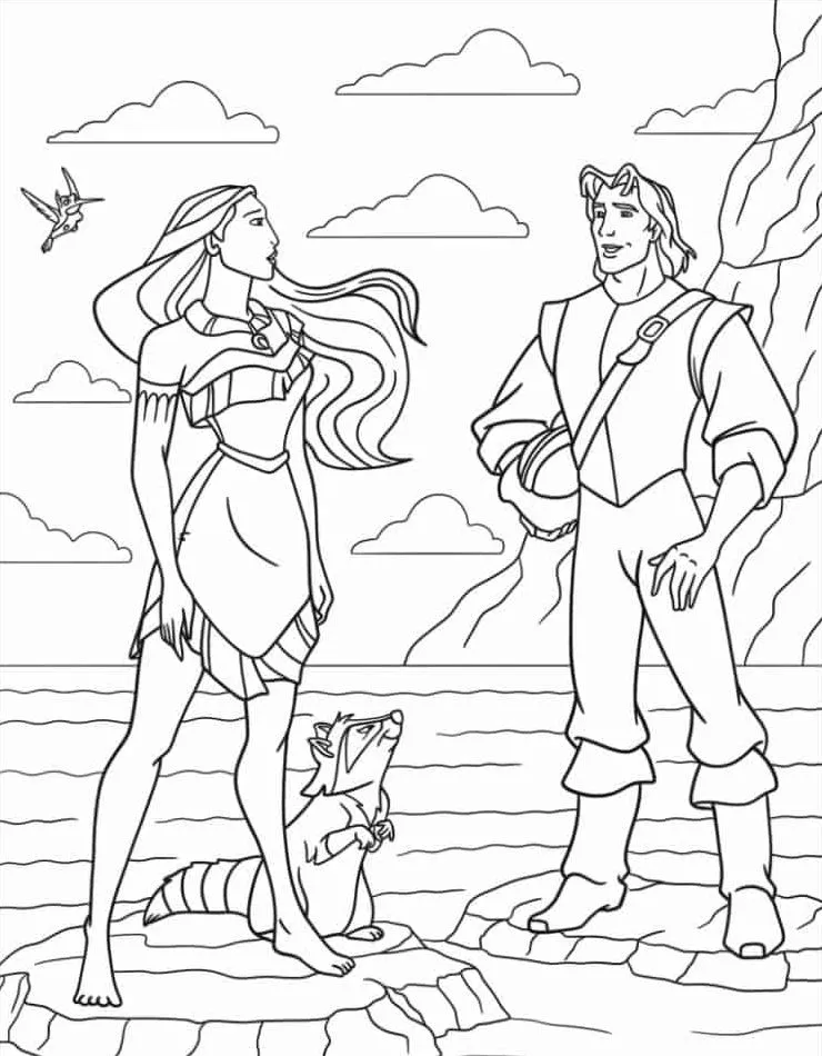 coloriage Pocahontas à imprimer pour enfant de 12 ans