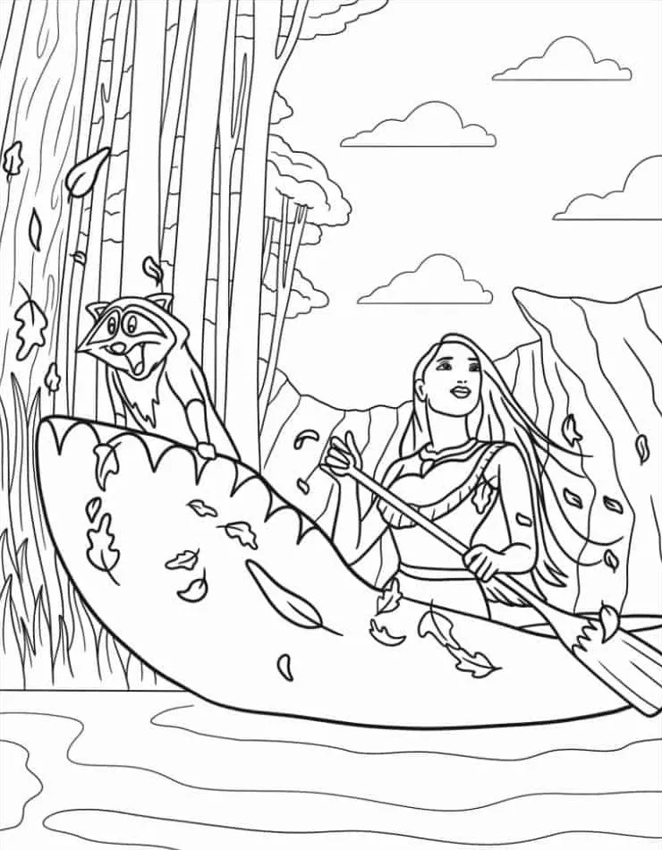 coloriage Pocahontas à imprimer pour enfant de 8 ans