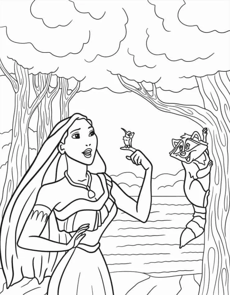 coloriage Pocahontas a colorier en ligne