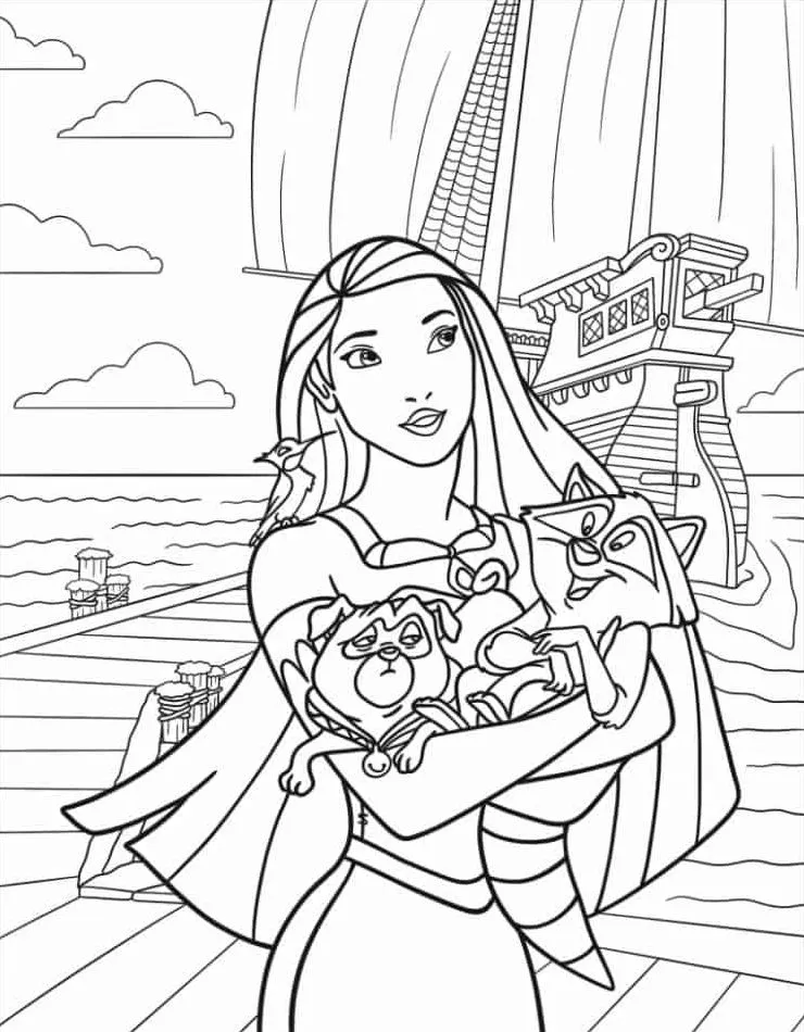 coloriage Pocahontas de pour enfants