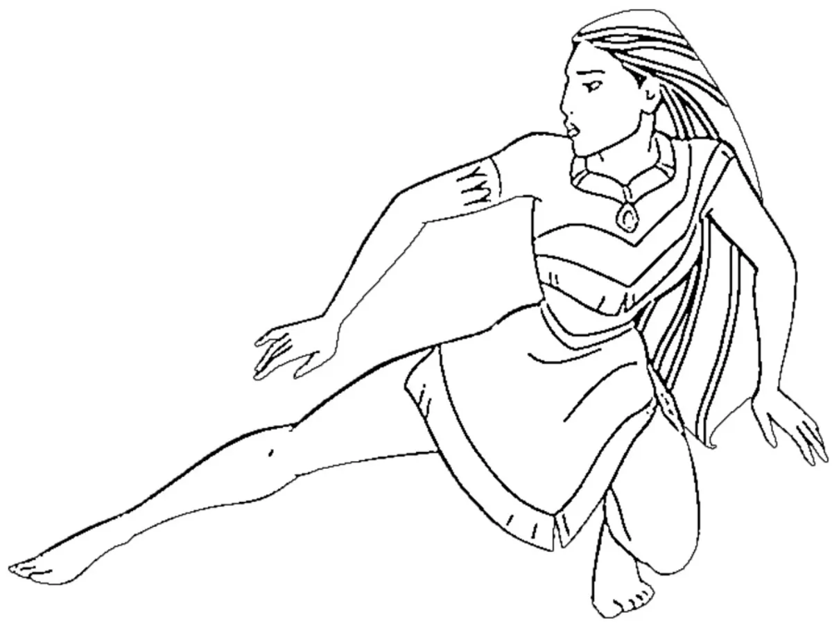 coloriage Pocahontas pour enfant de 6 ans