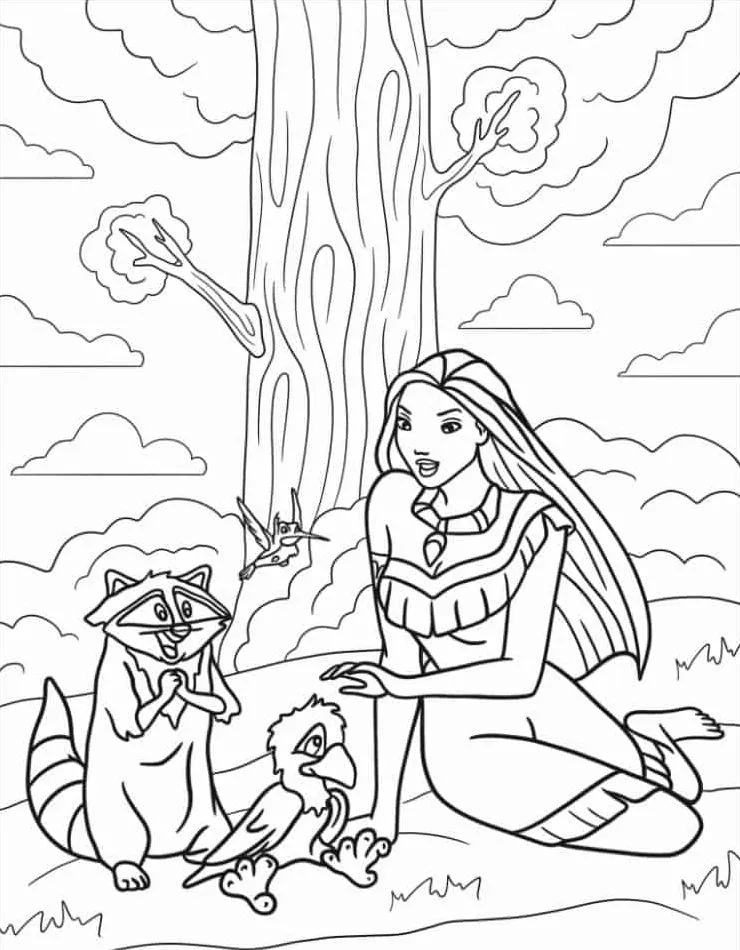 coloriage Pocahontas a imprimer gratuitement