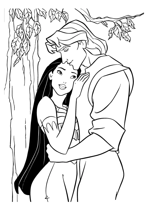 coloriage Pocahontas à imprimer kawaii