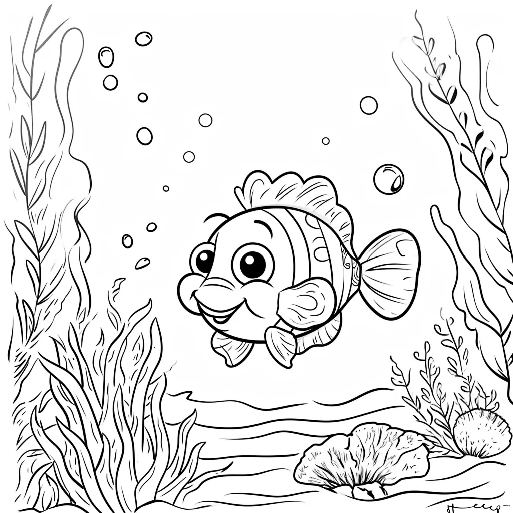 coloriage Poisson pour enfant de 4 ans