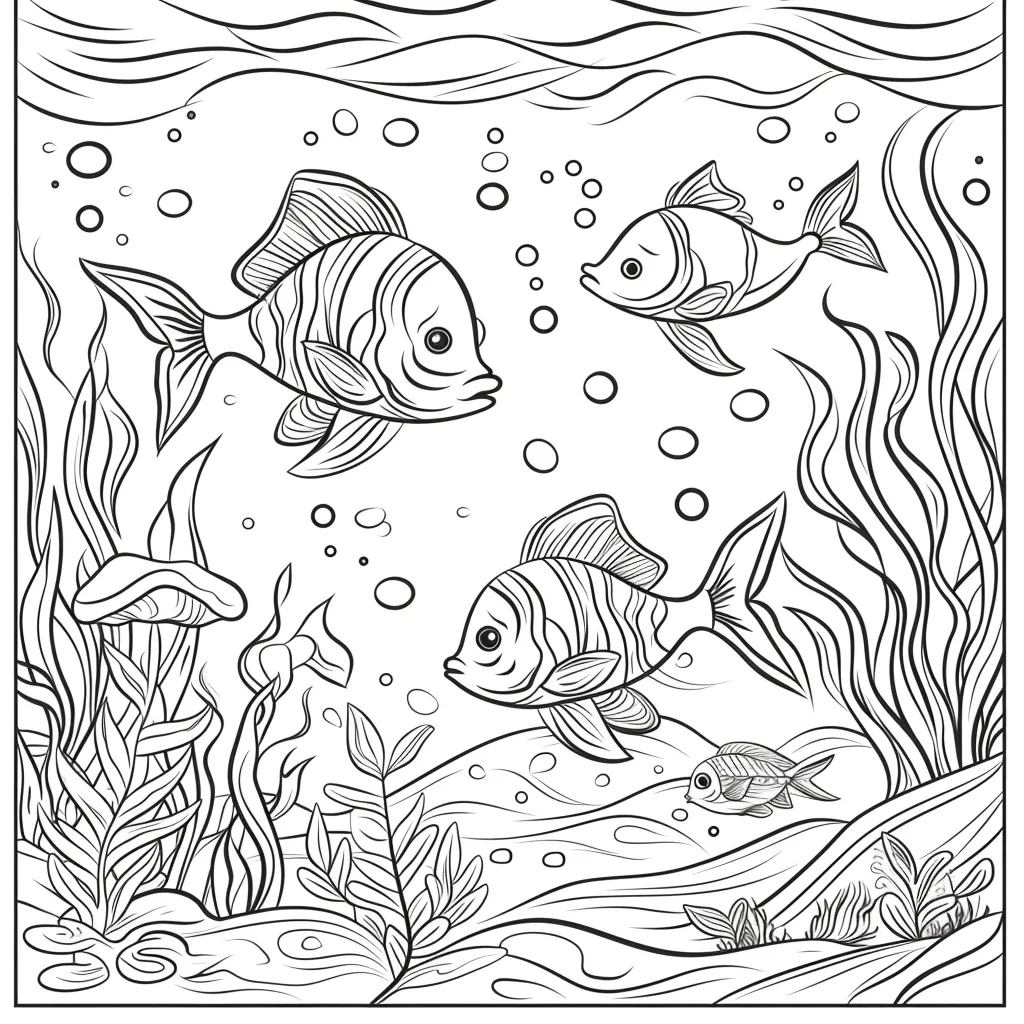 coloriage Poisson à imprimer kawaii