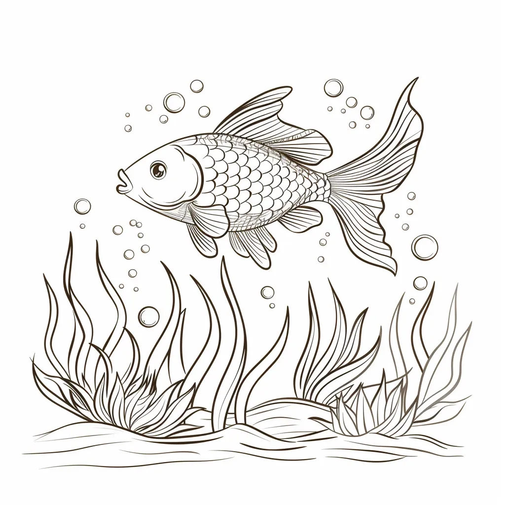 coloriage Poisson pour enfant de à imprimer 2