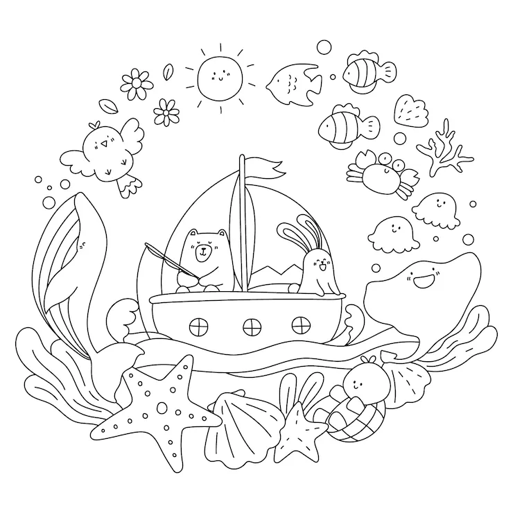 coloriage Poisson pour enfant de 8 ans